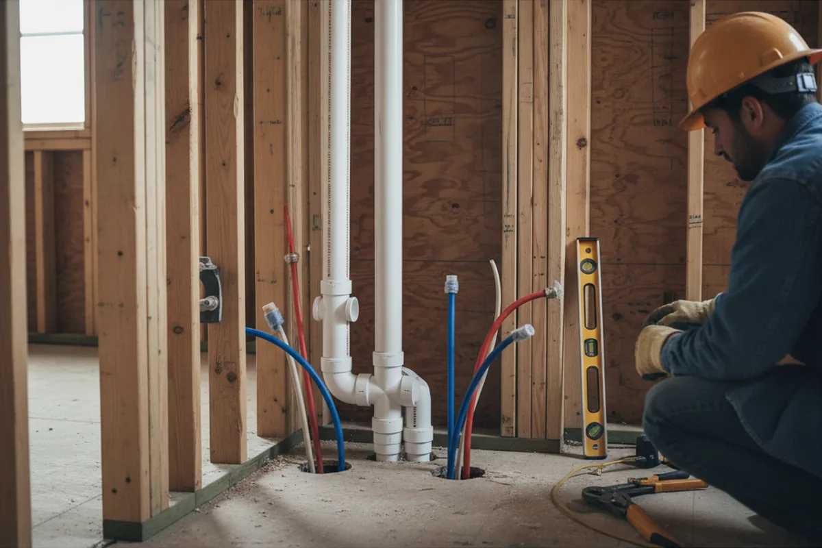 Drain and supply rough-in during Drain Cleaning in Valley Falls