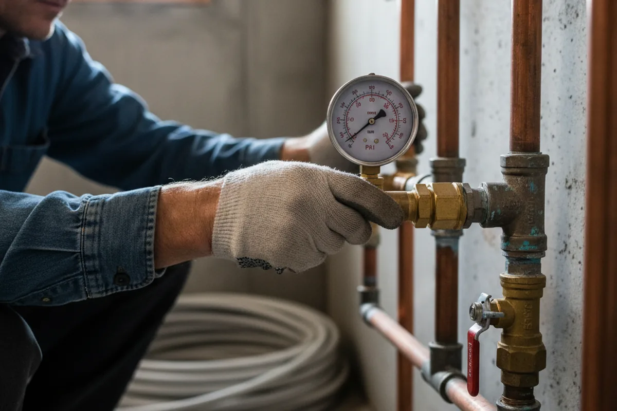 Pressure testing a repaired line during Water Line Repair in Valley Falls